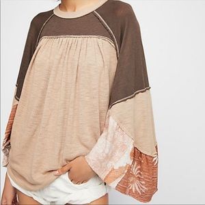 Free People Two-Tone Crew Neck Sweater
